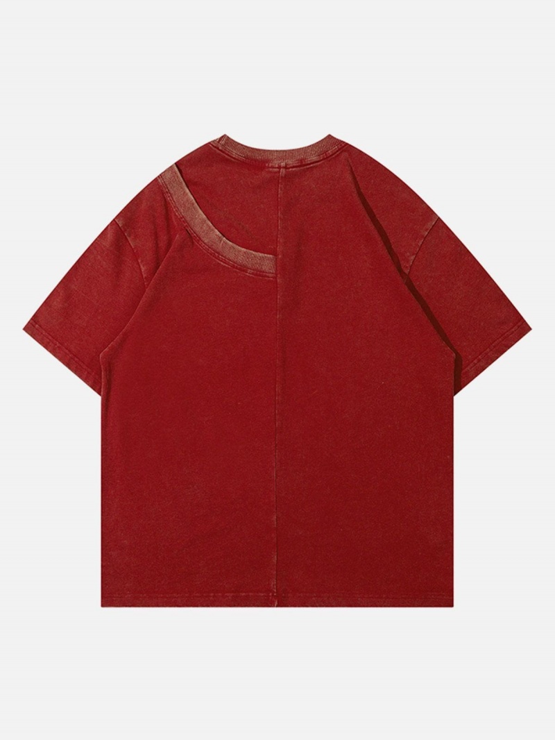 T Shirts Aelfric Eden Solid Color Washed Tee Rouge | XDN-95092417